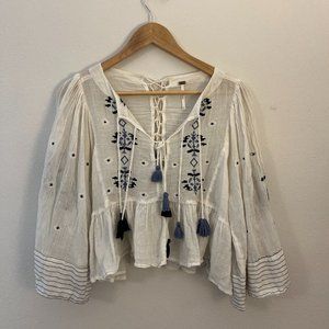 Free People Embroidered Crop Top